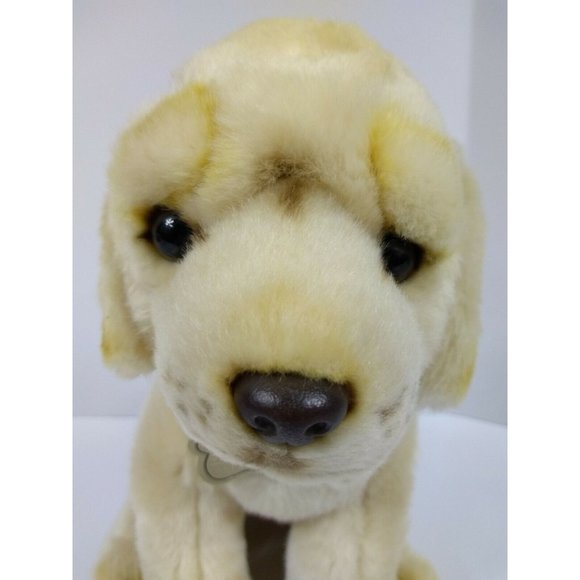 GOLDEN LABRADOR PUPPY Red Collar 10" Yellow Dog Stuffed Plush Animal FAO Schwarz - Picture 2 of 9